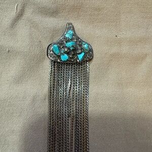 Vintage Turquoise and Silver Waterfall Pendant